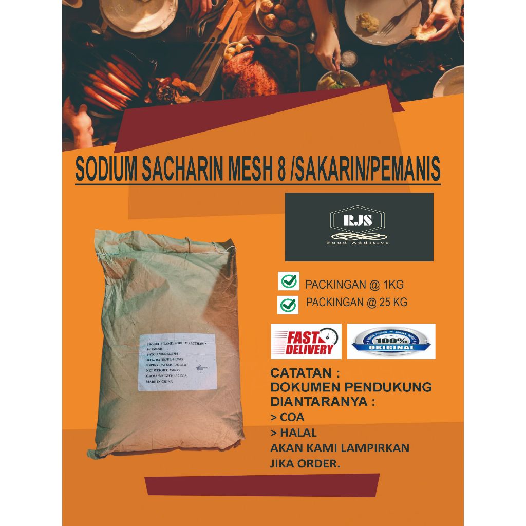 

SODIUM SACCHARINE 8-12 MESH GRANULE BESA/SAKARIN/PEMANIS BUATAN /PEMANIS 300-400x GULA - REPACK 1 KG DAN 25 KG HALAL
