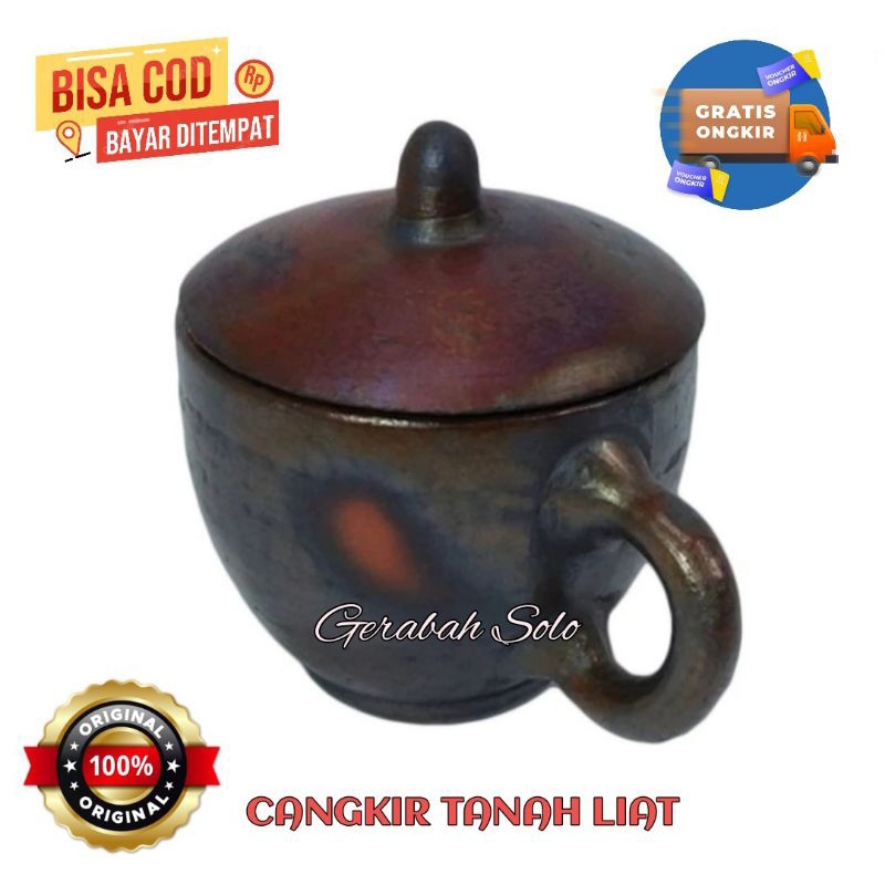 CANGKIR TANAH LIAT GELAS TANAH LIAT POCI GERABAH TANAH LIAT TRADISIONAL