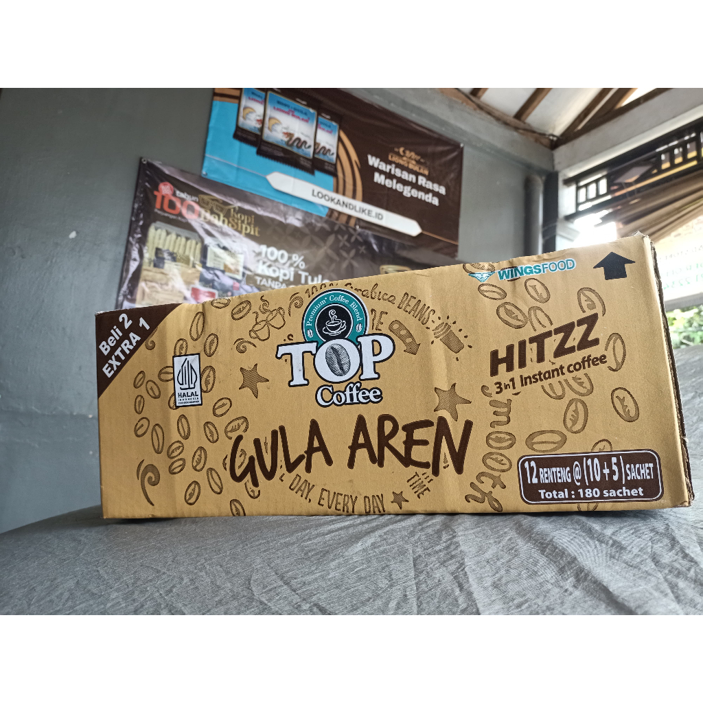 

1 DUS TOP KOPI Gula Aren 22gr Isi 15 Sachet HITZ