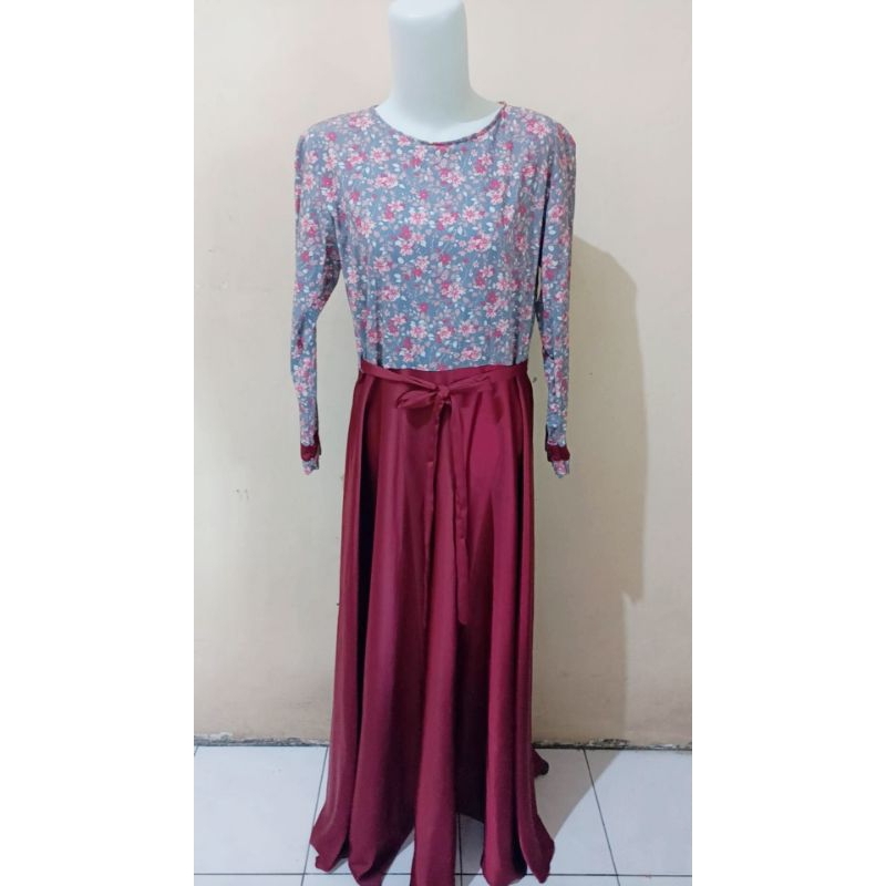 Preloved Pl Long Dress Kondangan Lebaran Idul Fitri Tunangan Engagement Pengajian Gamis Maxi Merah M