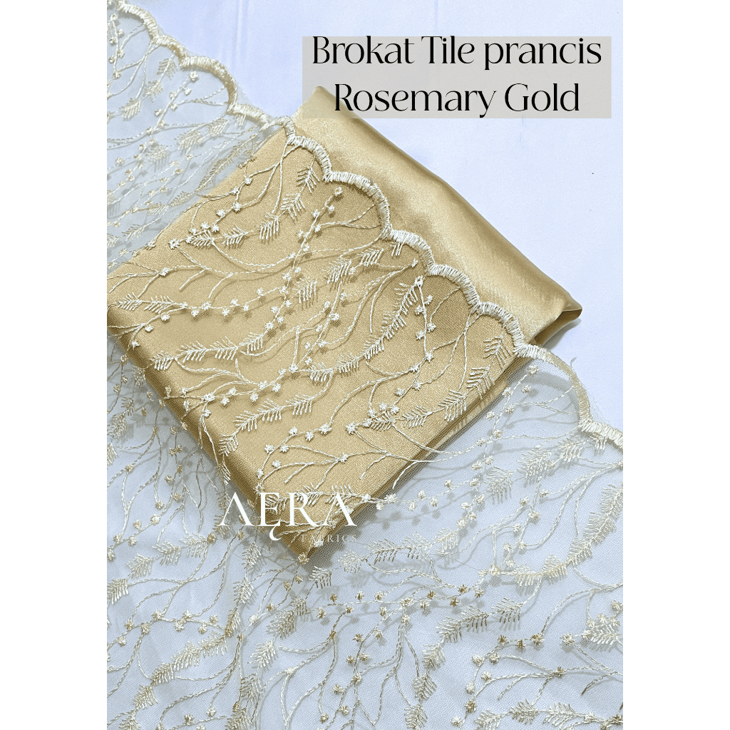 0,5 meter Kain Tile Etnik/ Tile Sapto/ Bahan Brokat Kebaya GOLD