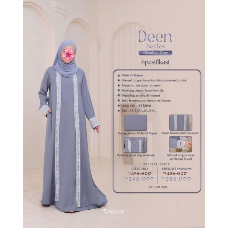 DEEN SERIES ABAYA SET PASHMINA (ABAYA SET PASHMINA) BY SALVINA HIJAB