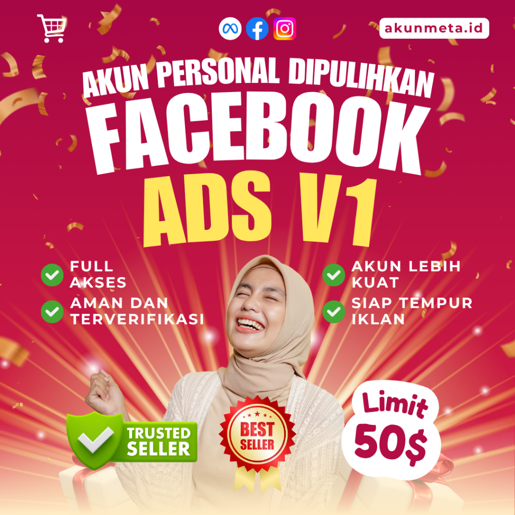 Akun FB Facebook Verified / Status Iklan dipulihkan (Model 1) + Support Ads Personal + Full Akses Em