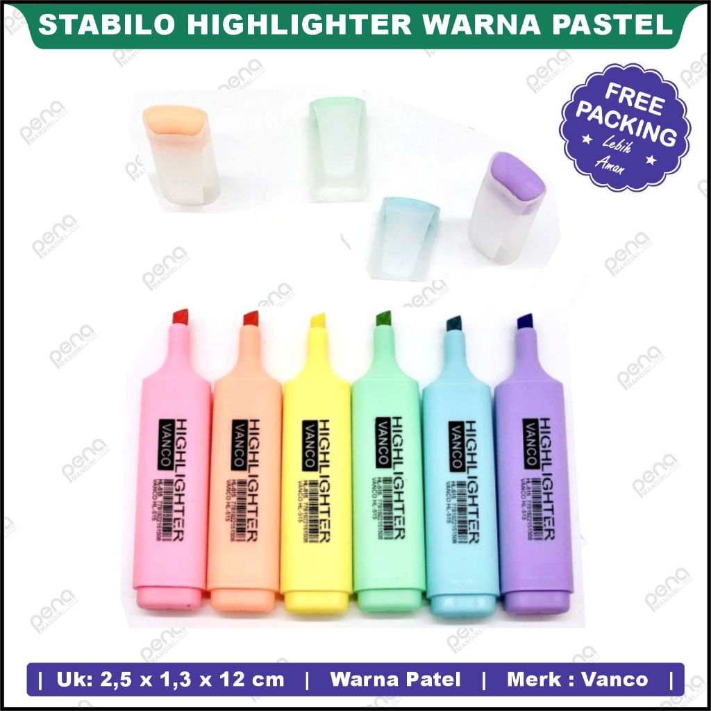 

Highlighter VANCO Warna Pastel - Stabilo Spidol Penanda Bacaan Buku Stabilo Vanco 1 Pcs