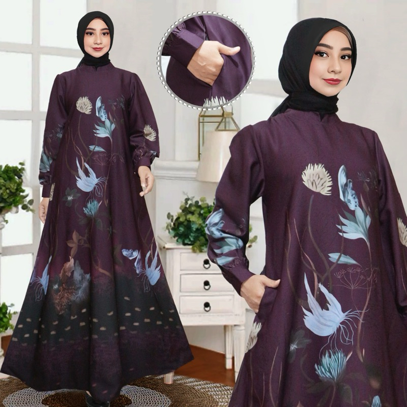 Dania Dress Jumbo Ready Gamis Motif Silk Premium/Gamis Pesta Silk Premium /Gamis Semi Sutra
