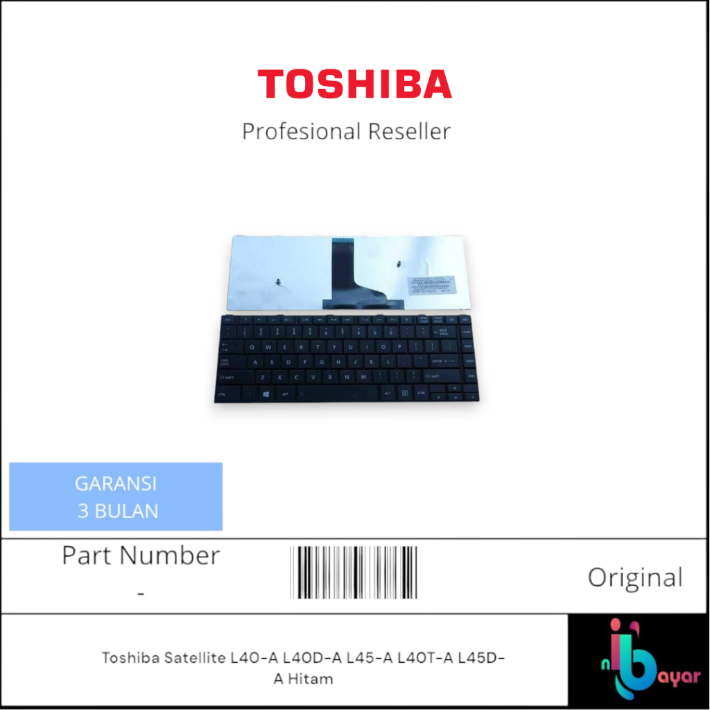 Keyboard Toshiba Satellite L40-A L40D-A L45-A L40T-A L45D-A Hitam