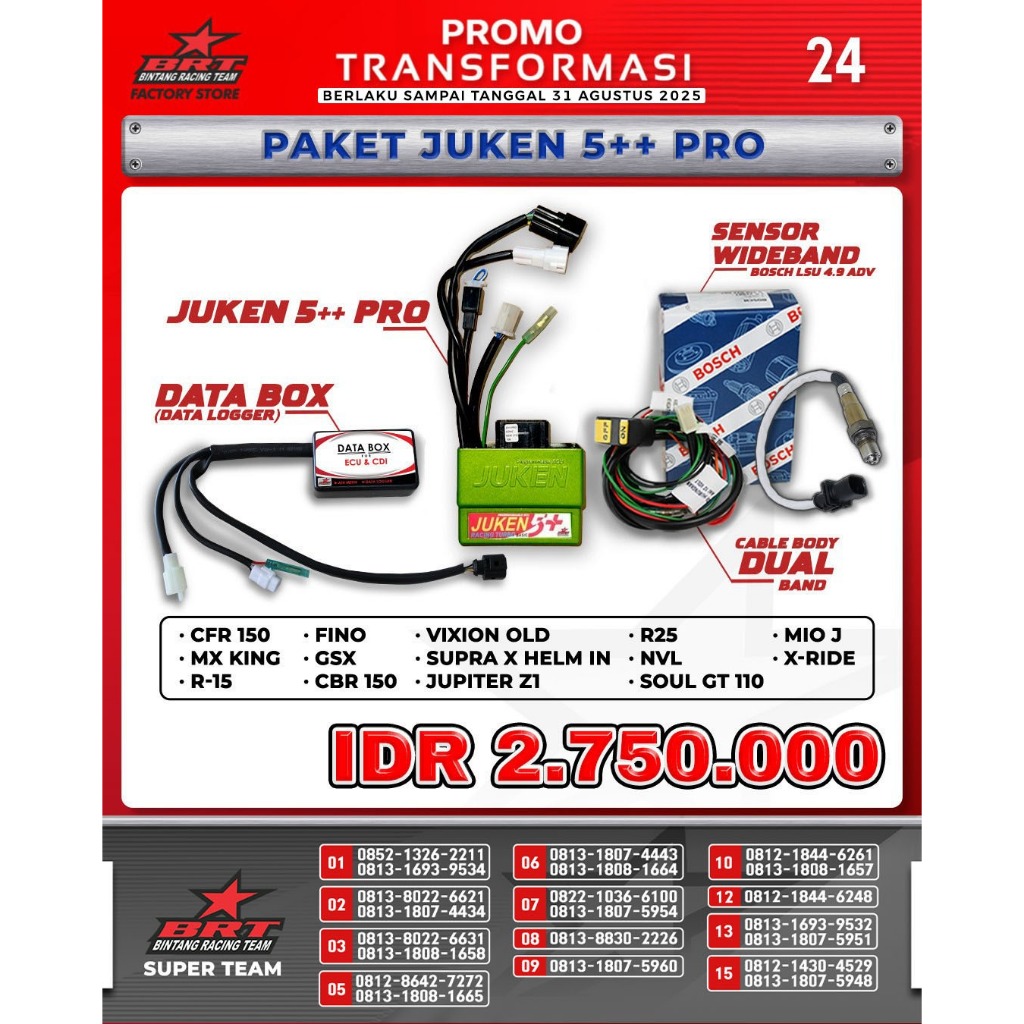 PAKET AFR ECU BRT JUKEN 5 5++ PLUS PRO RACING TURBO MX KING 150 SATRIA F150 FU FI GSX 150 CBR 150