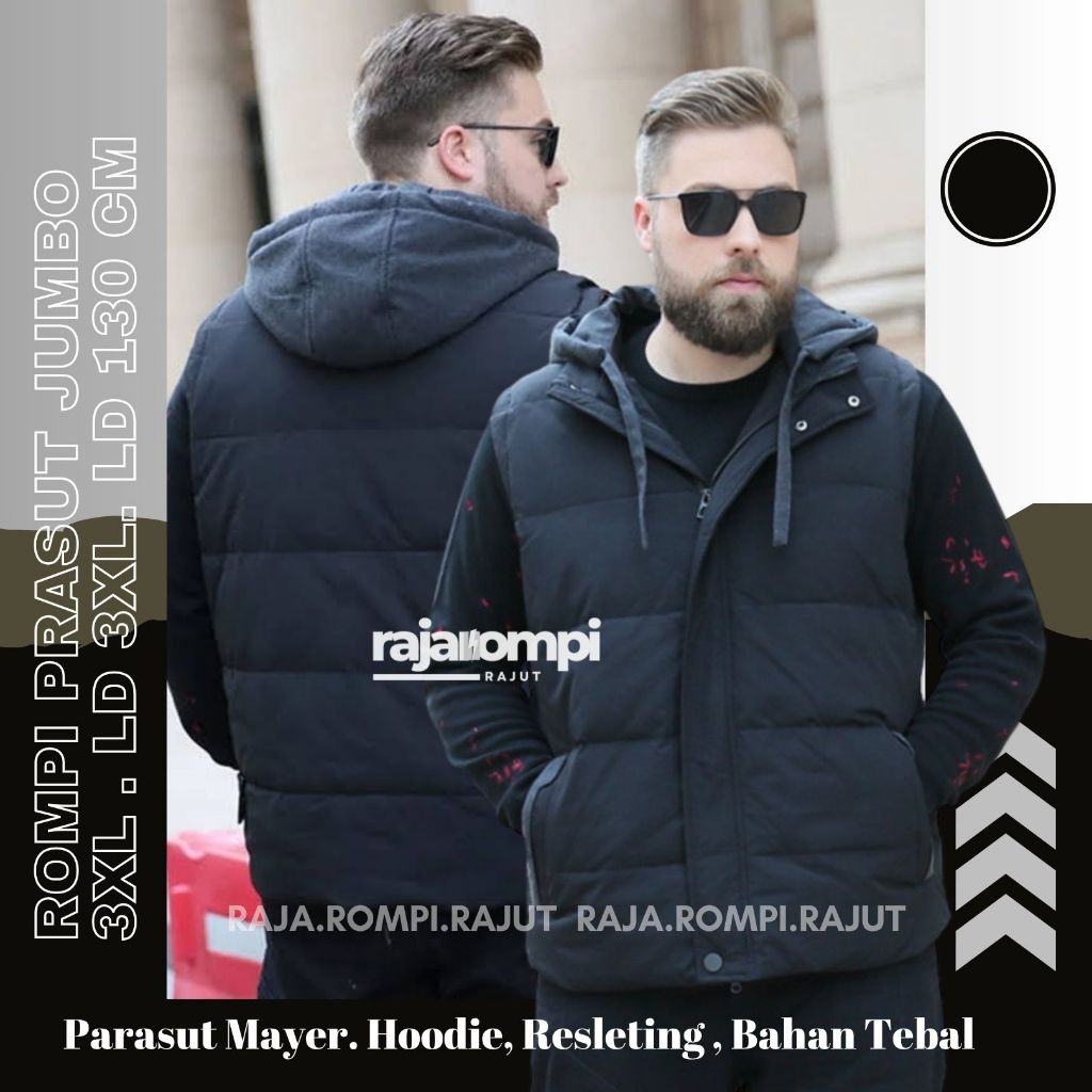 Rompi Motor Tanpa Lengan Jumbo XXXL Rompi Parasut Pria Big Size 3XL LD 130 cm / Outer Vest Motor XXX