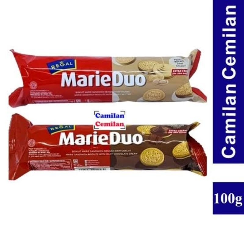

REGAL MARIE DUO BISKUIT ROLL CREAM RASA COKLAT | VANILLA | KACANG NETTO 100 GR murah