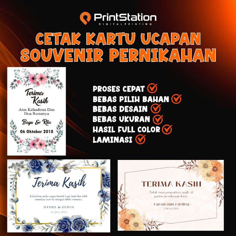 KARTU UCAPAN SOUVENIR / KARTU UCAPAN SOUVENIR PERNIKAHAN / KARTU UCAPAN PERNIKAHAN