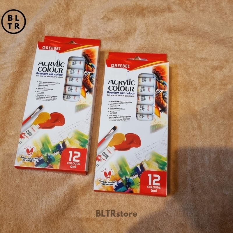

GREEBEL Cat lukis Akrilik (AC12C6) / Cat Acrylic Colour Kanvas 6 ML / cat air 12 warna