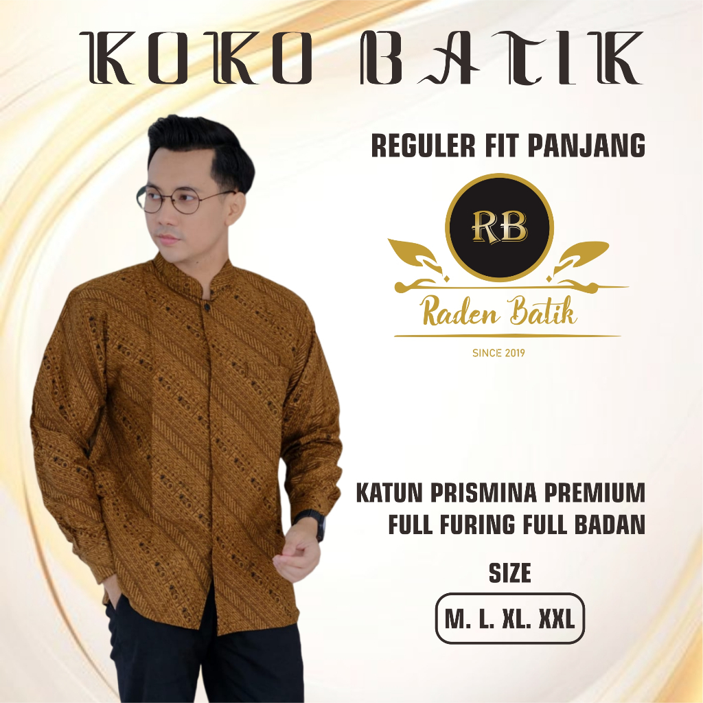 Kemeja Batik Pria Model KOKO Baju Atasan Batik Modern Lengan Panjang Original Batik Solo