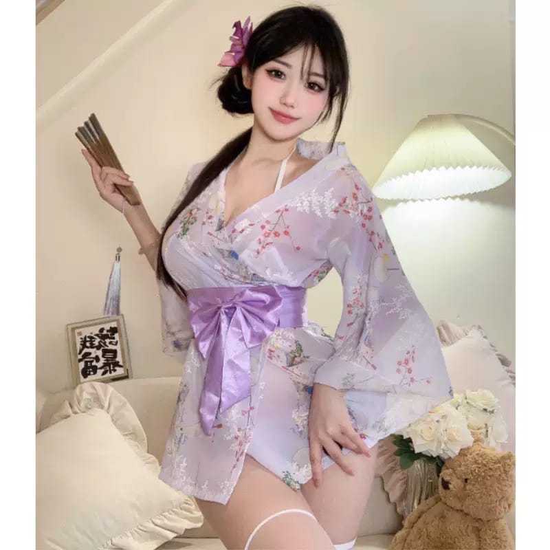 Sexy Lingerie Kimono Baju Tidur Japan Wanita Dewasa Hot Sexy Kimono Lingerie Hot 2 In 1 Terbaru
