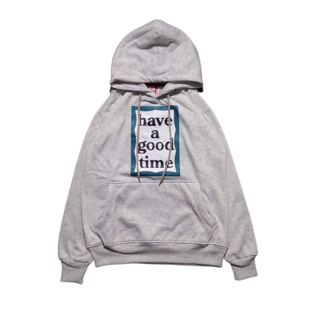 HOODIE SWEATER HAGT HAVE A GOOD TIME LOGO BIRU ABU MUDA