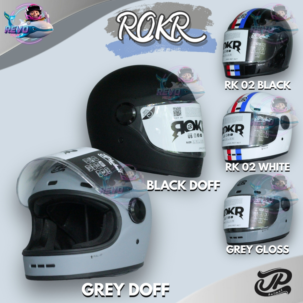 JPX FULL FACE JP ROKR SOLID & MOTIF TERLARIS ORIGINAL, HELM RETRO VESPA SUNMORI, JPX HELMET OFFICIAL