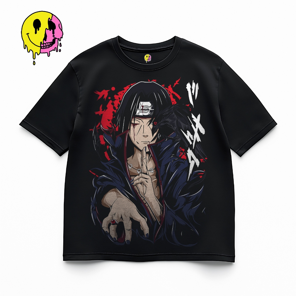 LRCO Store - Naruto Shippuden Uchiha Itachi Sharingan - Kaos Anime Sablon A2 Combed 24s 200gsm Overs