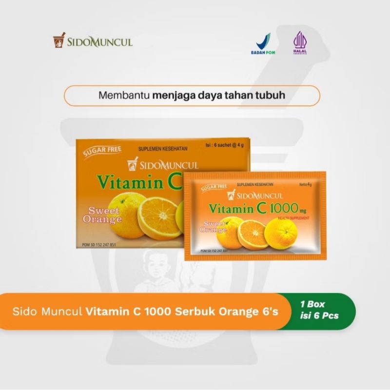 SIDOMUNCUL VITAMIN C 1000 isi 6 Sachet Jeruk Lemon