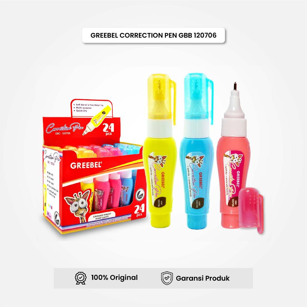 

GREEBEL Tip X Koreksi Pulpen (PCS) Correction Pen GBC120706 / Tipe X Tulisan Cepat Kering
