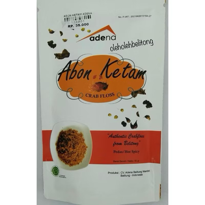

Abon ketam adena 50gr. Asli bangka belitung!! Halal. Abon enak. abon gurih. sambal lingkung