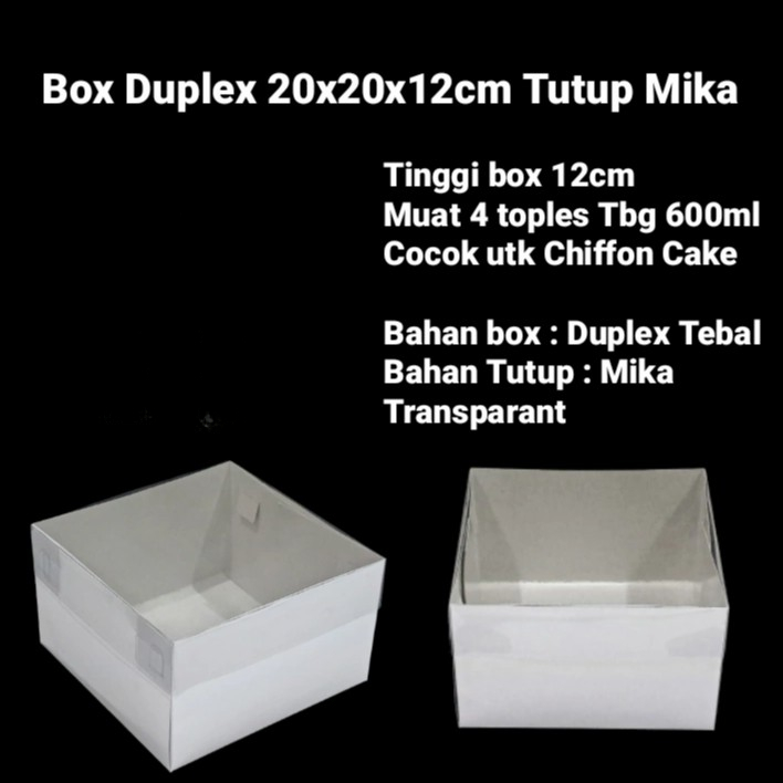 

Box Duplex Tutup Full Mika Laminasi Dalam Dus Kue 20x20x12 cm