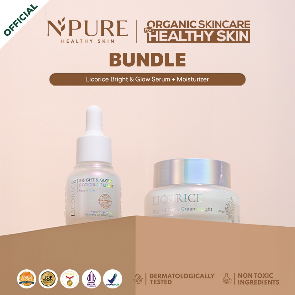 NPURE Bundling Licorice Serum + Licorice Moisturizer 30gr / Bright and Glow / Rangkaian Skincare / M