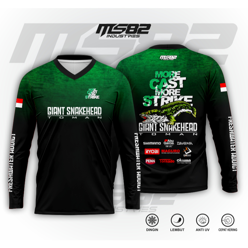 MS82 Jersey Mancing Ikan Toman Baju Jersey Castting Toman Gian Snakehead Bisa Custom Nama