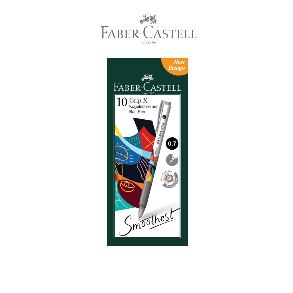 Faber-Castell Ballpoint Pen GripX Facelift 0.7mm Black Barrel Ink Tinta Hitam - Gambar 3