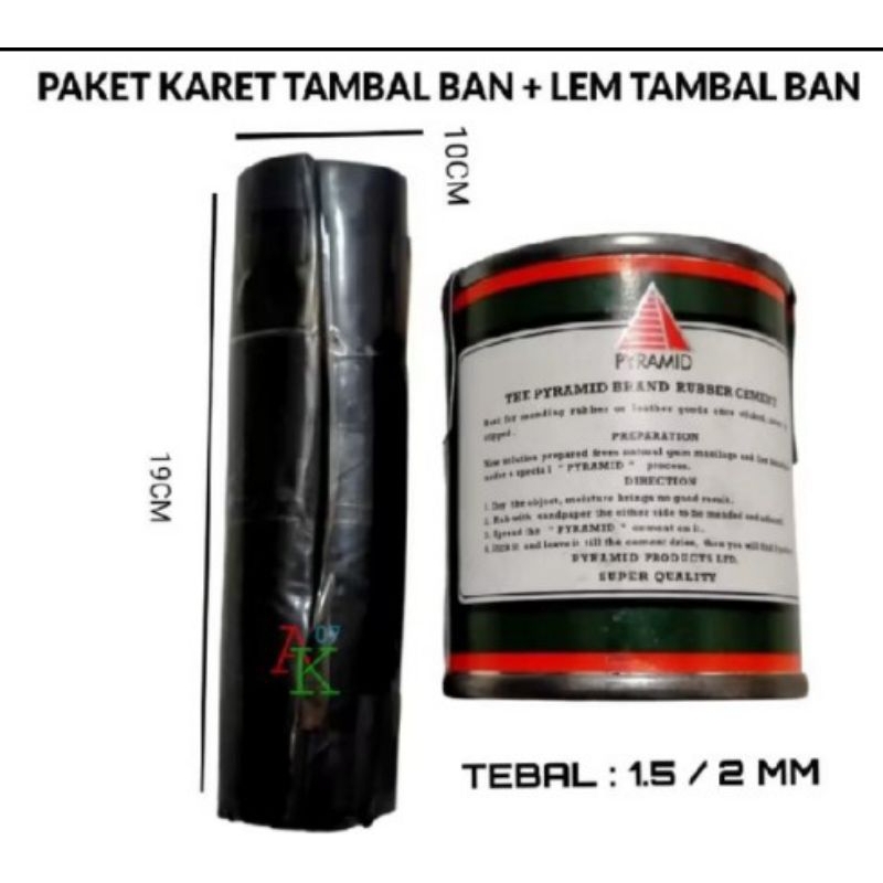 Paket lem tambal ban dan karet tambal ban kanisir untuk ban dalam motor