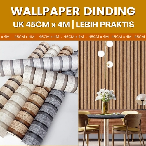 Wallpaper Dinding Sticker Lemari Panel Coklat Aesthetic Walpanel Motif Wood List Anti Air Dan Minyak