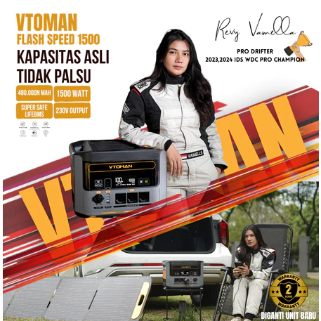 VTOMAN Flashspeed1500+VS220 Pro Portable Power Station 1500W Pembangkit Listrik Tenaga Panel Surya c