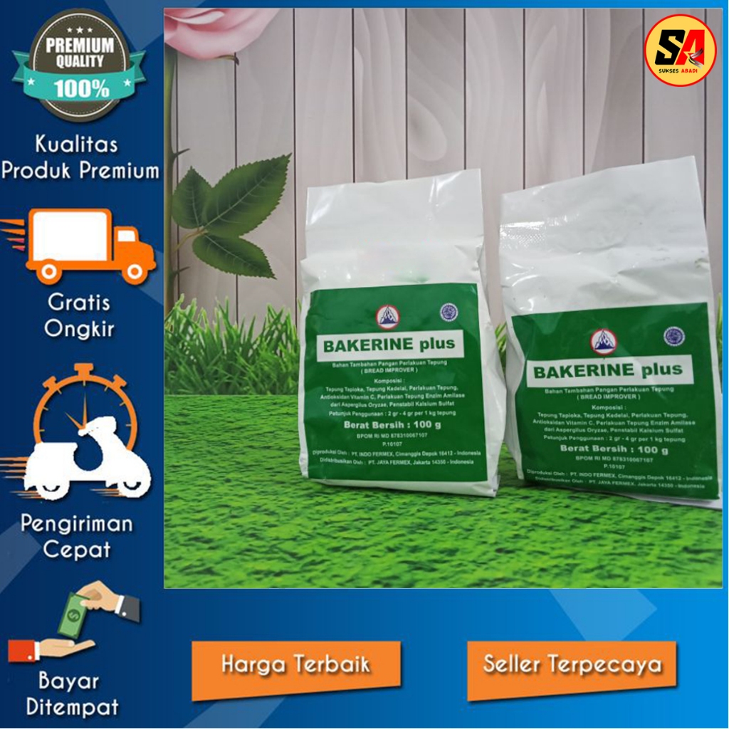 

Bakerine Plus Sachet 100 Gram / Bread Improver / Pengempuk / Pelembut