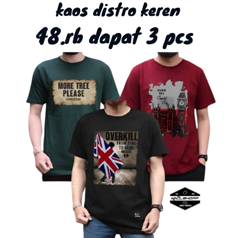 ( PAKET 50RB DAPAT 3PCS ) KAOS DISTRO PRIA DAN WANITA DEWASA LENGAN PENDEK KEREN