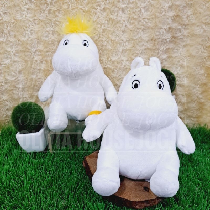 Boneka Moomin Putih Polos M Boneka Hippo Moomin M Chubby Boneka Kudanil Putih Moomin M Jambul Kuning