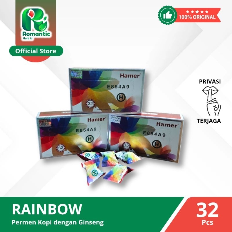 Hamer Candy Rainbow Original | Permen Stamina Hamer 1 Box 32 Pcs