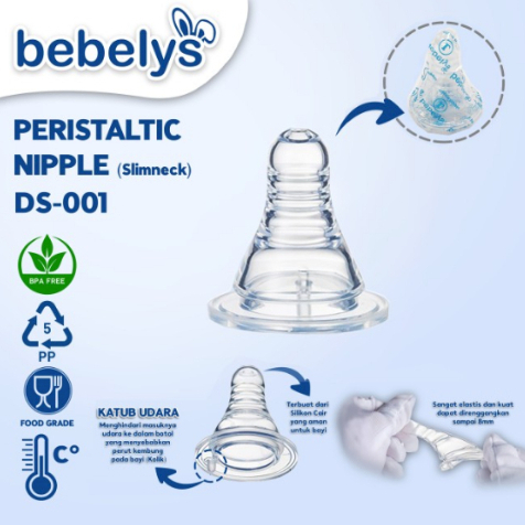 Pentil Dot Bebelys Peristaltic ukuran S M L Pack isi 12pcs bisa untuk Botol Susu PIGEON STD MM Dot P