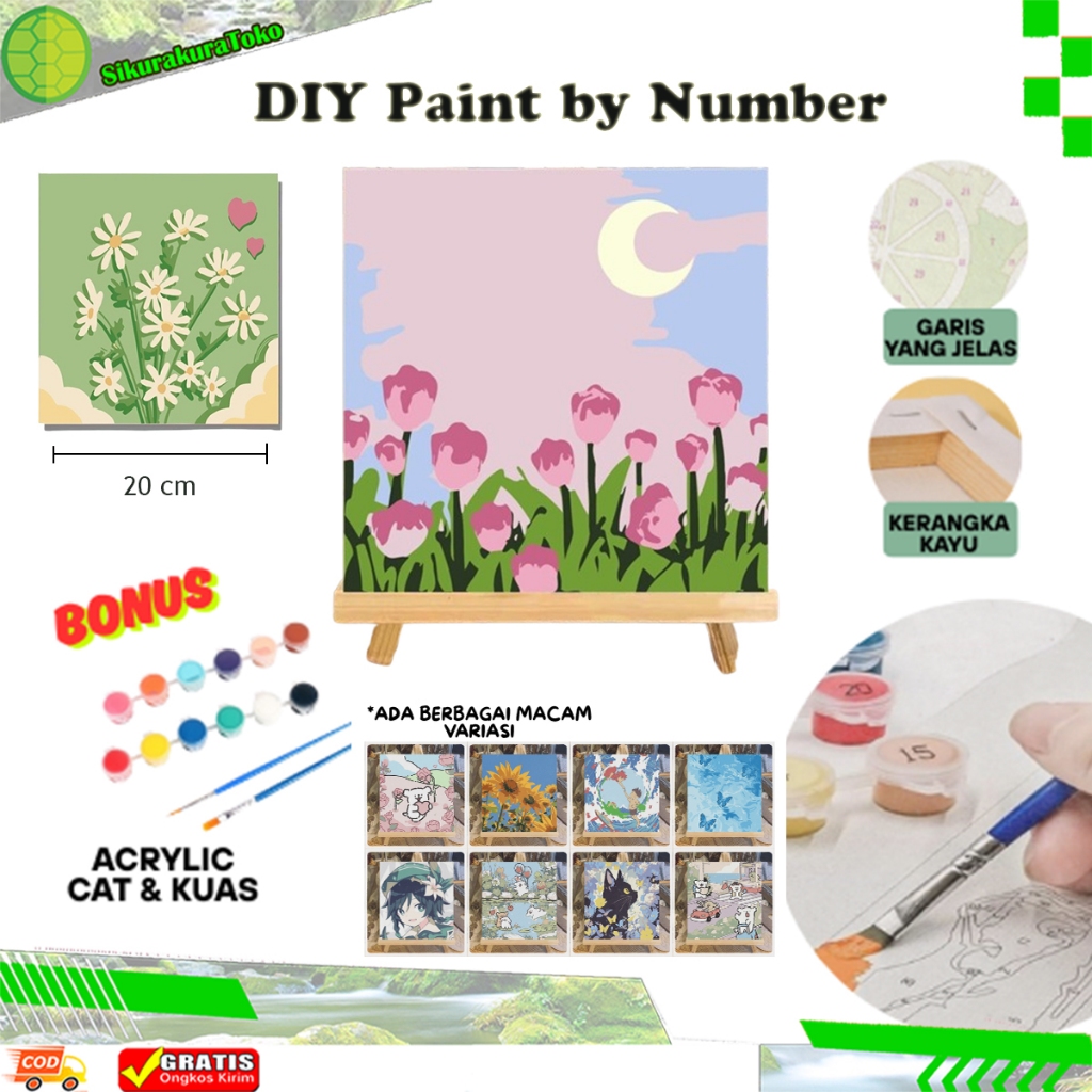 

(sda) DIY Paint By Number Nature series lukisan kanvas nomor canvas paint digital aesthetic