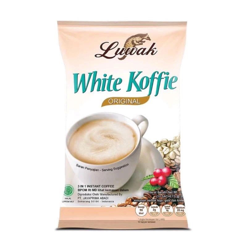 

LUWAK WHITE KOFFIE SACHET 20GR (ISI 10 BUNGKUS)