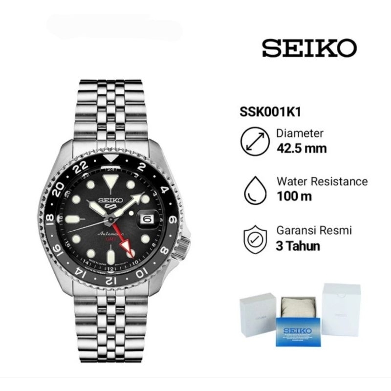 Seiko 5 Sports SSK001K1 SKX Sports Style GMT AUTOMATIC Jam Tangan Pria Original