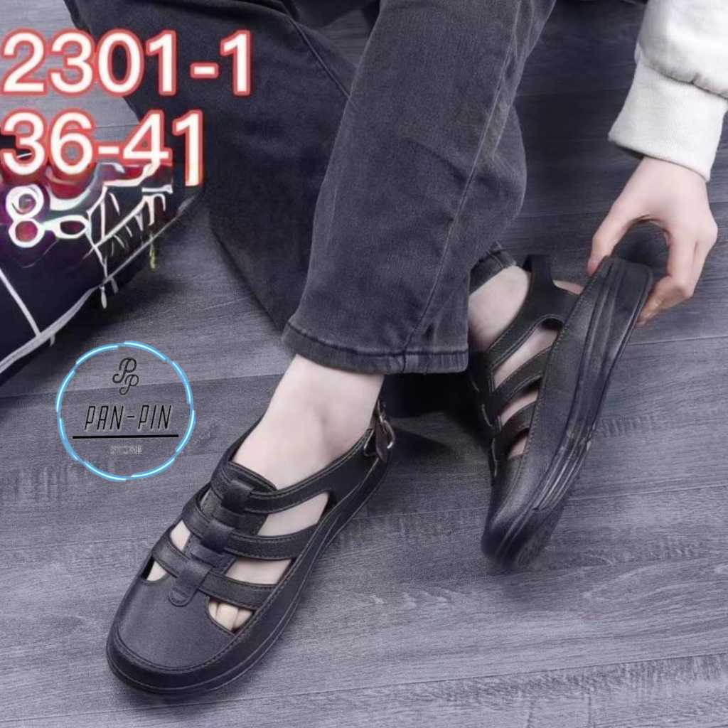 PANPIN - Sepatu Sandal Hitam Wanita Fu Lai Deng 2301 / Sepatu Sandal Terbaru FLD / Sepatu Sandal Wan