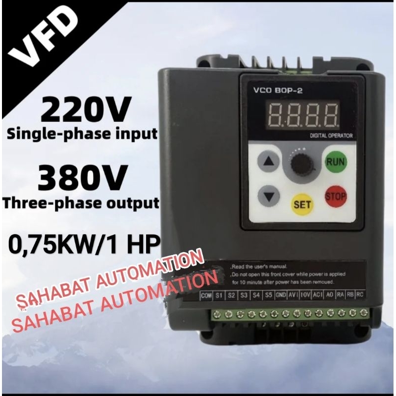 INVERTER VFD 1 Phase 220V TO 3 Phase 380V 0,75kw 1 HP Inverter Motor Input 1 Phase 220V Output 3 Pha