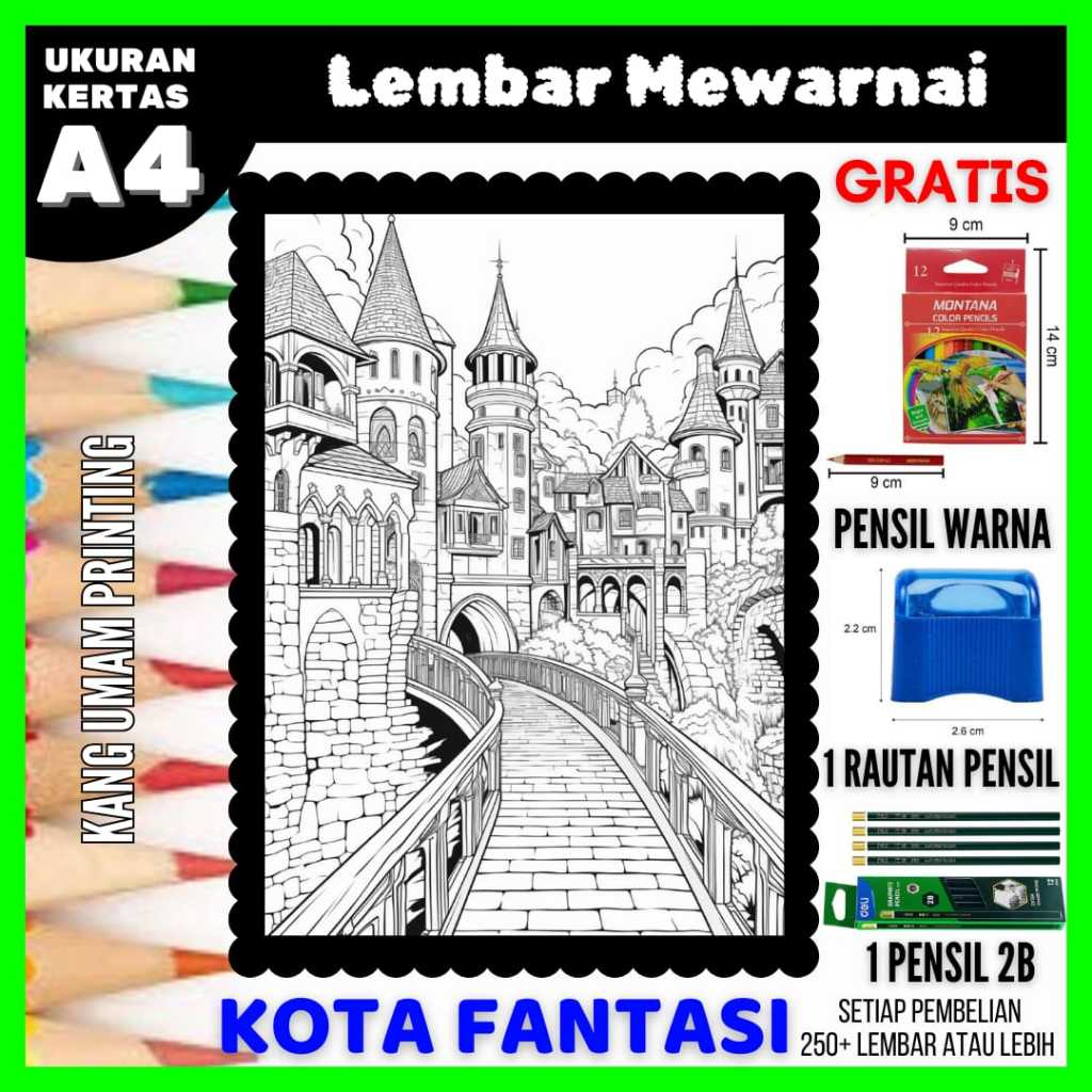 

Lembar Mewarnai Gambar Kota Fantasi / Kastil Untuk Semua Usia Bagian 05, Sketsa, Drawing , Coloring