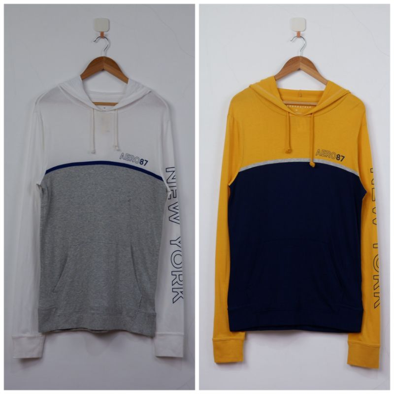 Kaos Hoodie AEROPOSTALE Long Sleeve Colorblocked Hoodie Shirt