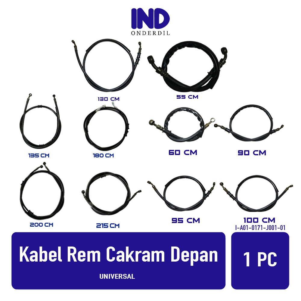 Kabel Rem Cakram Depan 55 60 90 95 100 130 135 180 200 215 Cm Universal Semua Jenis Motor Selang Sla