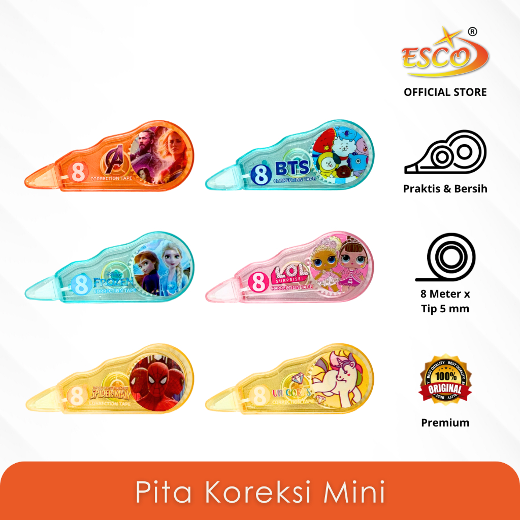 

Esco Pita Koreksi Karakter / Tip-Ex / Mini Correction Tape 8041