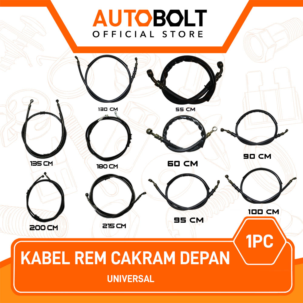 Kabel Rem Cakram Depan 55 60 90 95 100 130 Cm Universal Untuk Semua Jenis Motor Slang Selang Hitam V