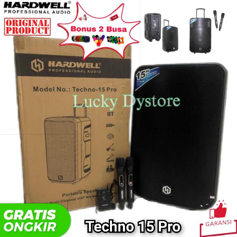 SPEAKER PORTABLE HARDWELL TECHNO 15 PRO ORIGINAL 15 INCH speaker wireless Hardwell speaker portable 