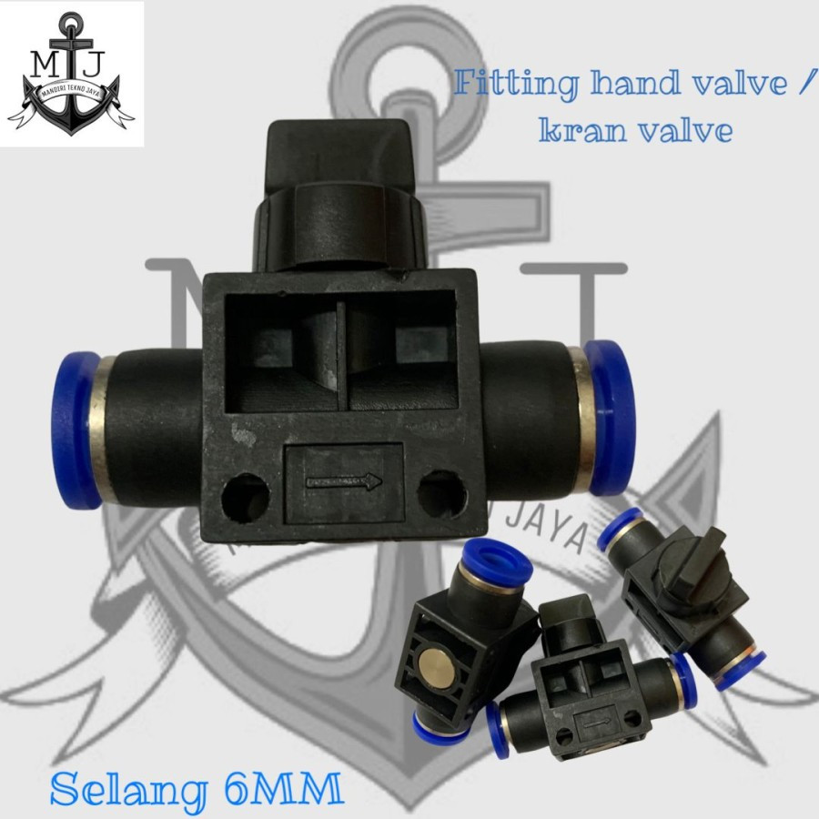 FITTING HAND VALVE / KRAN VALVE PNEUMATIC SELANG 6MM X 6MM