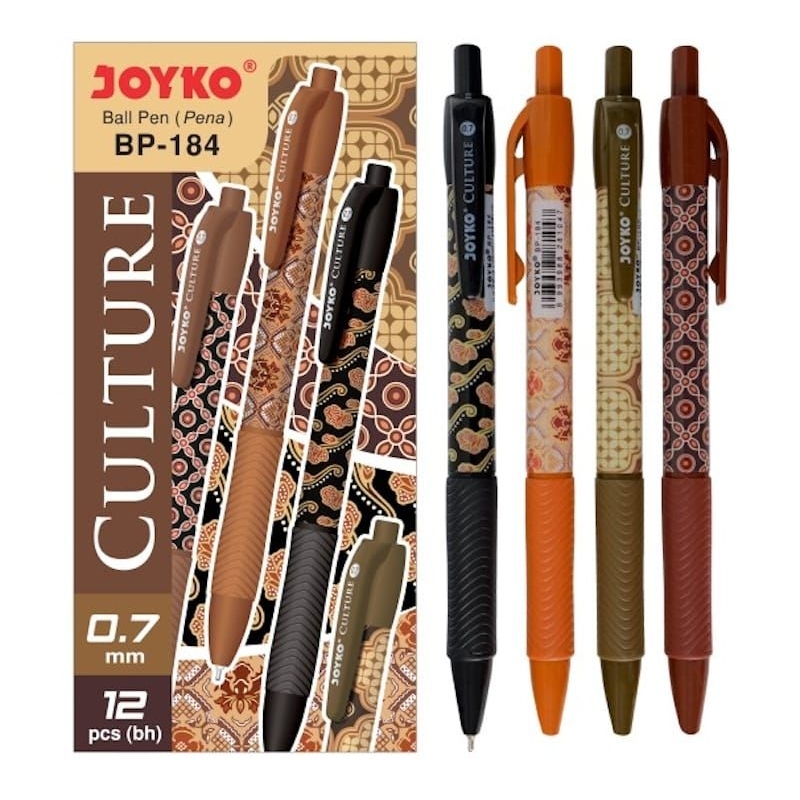 

Pulpen Joyko Culture BP-184 – Tinta Halus & Desain Estetik 1 Box 12pcs