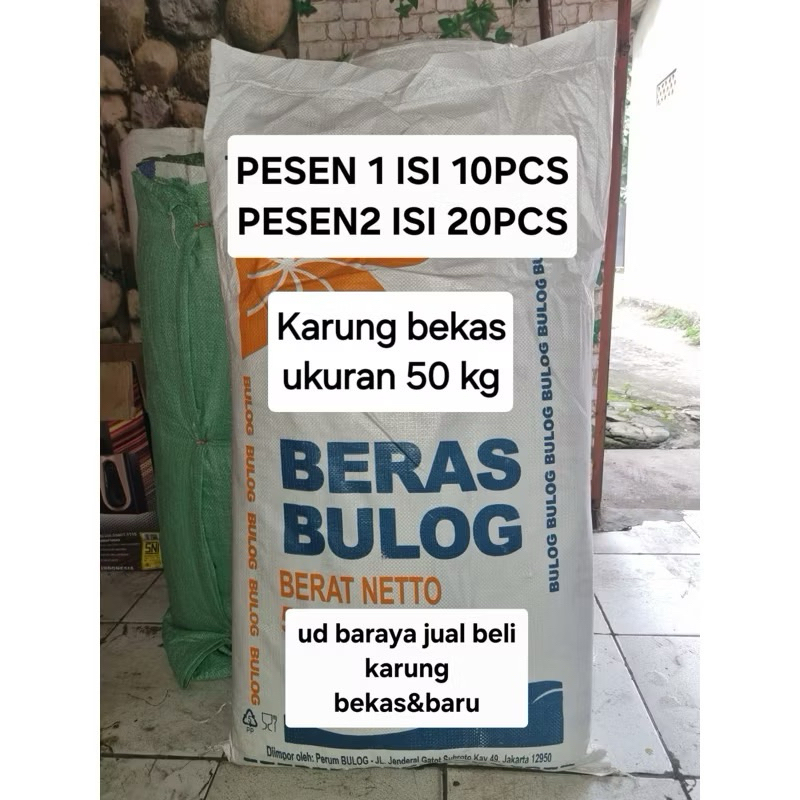 KARUNG BEKAS BERAS BULOG UKURAN 50KG COCOK UNTUK WADAH PUING