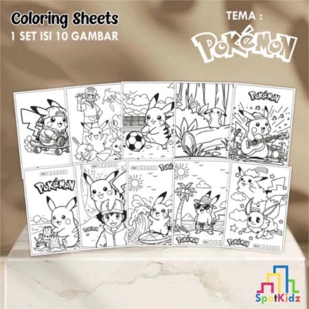 

KERTAS GAMBAR ANAK MEWARNAI KARAKTER POKEMON 01 UKURAN A4 - COLORING SHEETS 1 SET ISI 10 GAMBAR